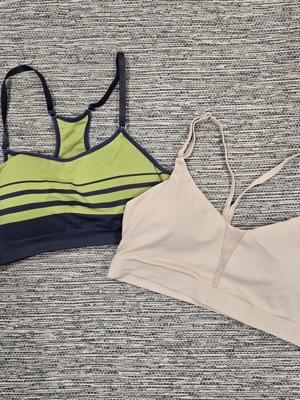 Champion Dual-Pack Sports Bralettes — Lime/Black and Beige
